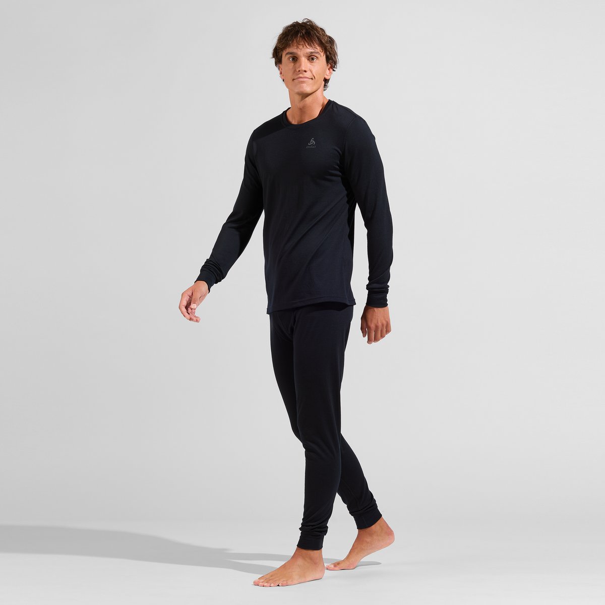 Odlo Mens Bl Top L/S Crew Neck 100 Merino Warm