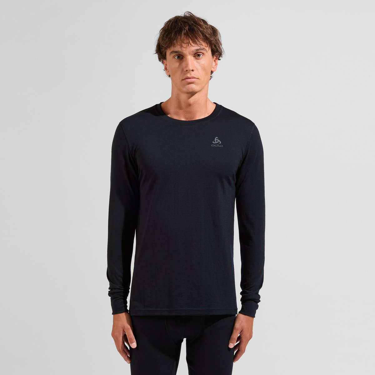 Odlo Mens Bl Top L/S Crew Neck 100 Merino Warm